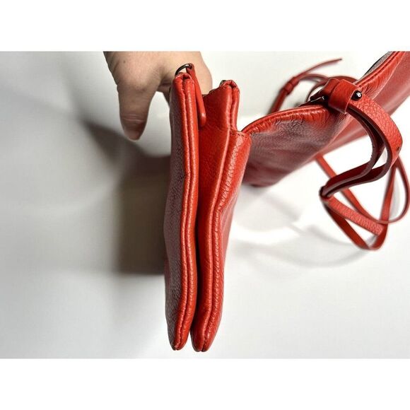 Hallogen Red Orange Cross Body Purse Genuine Leather Excellent Condition - Picture 7 of 11
